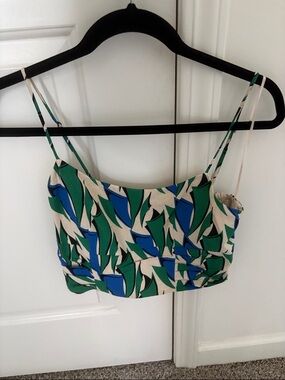 Zara Green & Blue Abstract Print Crop Cami